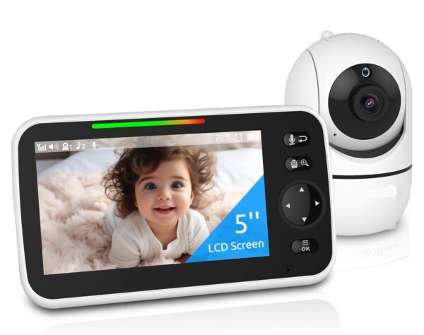 No WiFi Baby Monitor 5" Screen 30-Hour Battery  with Camera